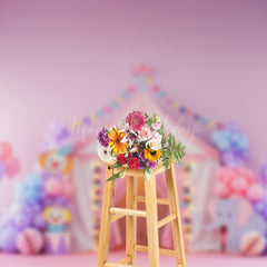 Lofaris Macaron Color Scheme Cute Circus Cake Smash Backdrop