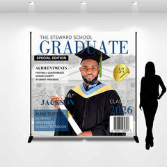 Lofaris Magazine Custom Name Photo Congrats Grad Backdrop