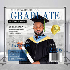 Lofaris Magazine Custom Name Photo Congrats Grad Backdrop