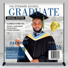 Lofaris Magazine Custom Name Photo Congrats Grad Backdrop
