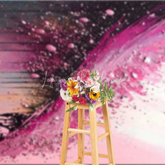 Lofaris Magenta and Black Fluid Splash Backdrop Abstract Art Photography Background Elegant Party Event Decor