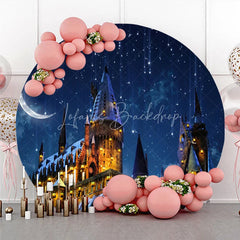 Lofaris Magic Castle Round Backdrop Wizard School Starry Night Photography Background