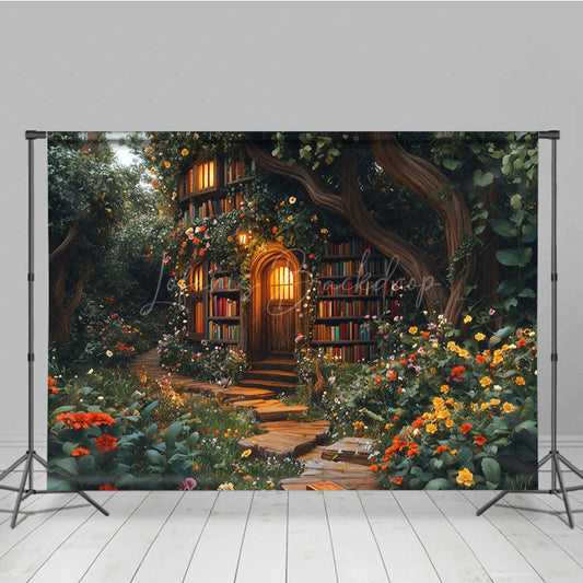 Lofaris Magic Forest Book Cabine Spring Photography Backdrop