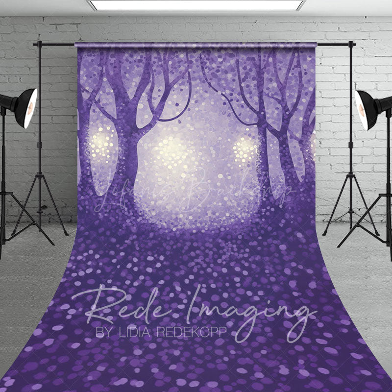 Lofaris Magical Abstract Purple Forest Sweep Photo Backdrop