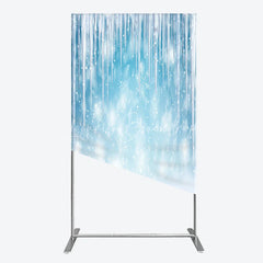 Lofaris Magical Blue Winter Wonderland Icicle and Snowflake Rectangle Arch Backdrop Snowy Christmas Party Decor.