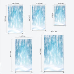 Lofaris Magical Blue Winter Wonderland Icicle and Snowflake Rectangle Arch Backdrop Snowy Christmas Party Decor.