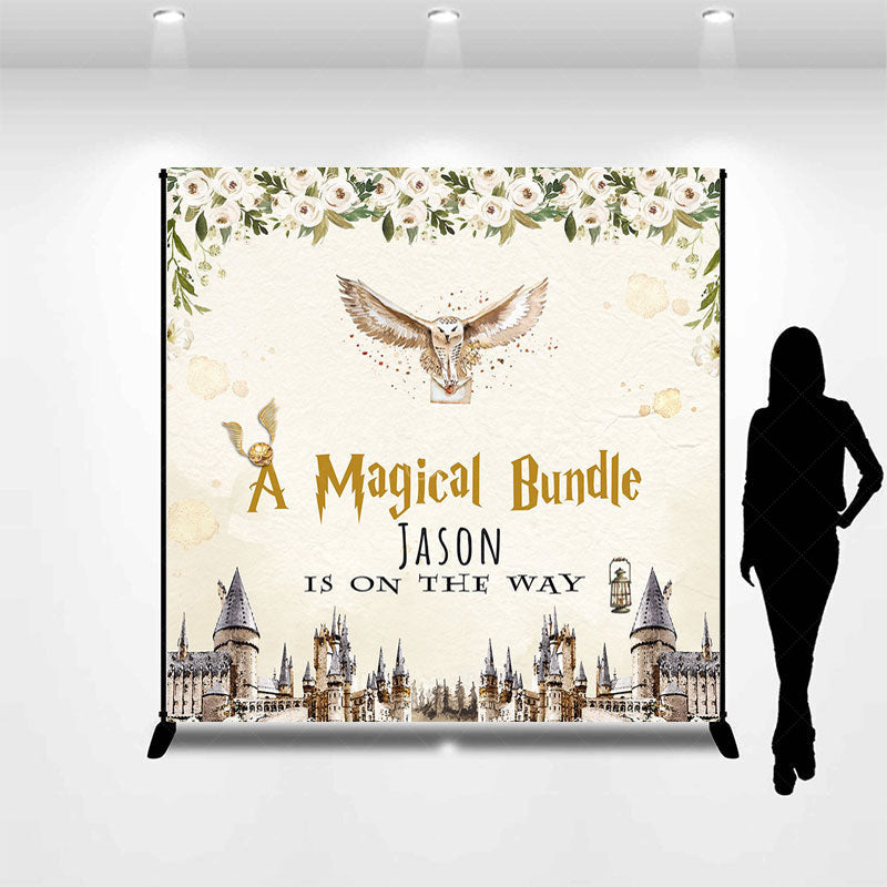 Lofaris Magical Bundle Castle Custom Name Baby Shower Backdrop