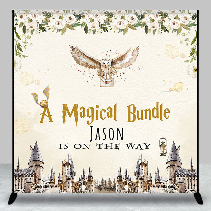 Lofaris Magical Bundle Castle Custom Name Baby Shower Backdrop