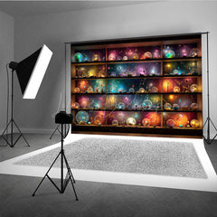 Lofaris Magical Celestial Orbs Photography Backdrop Shelves of Galaxy and Nebula Spheres Fantasy Themed Studio