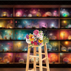 Lofaris Magical Celestial Orbs Photography Backdrop Shelves of Galaxy and Nebula Spheres Fantasy Themed Studio