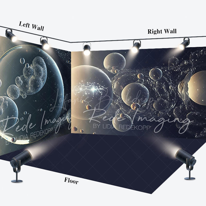 Lofaris Magical Dark Blue Galaxy Bubble Room Set Backdrop