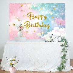 Lofaris Magical Gradient Sky Glitter Happy Birthday Backdrop