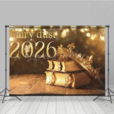 Lofaris Magical New Year 2026 Backdrop with Fairy Dust and Princess Crown Enchanted Fairytale Themed NYE Party Decor