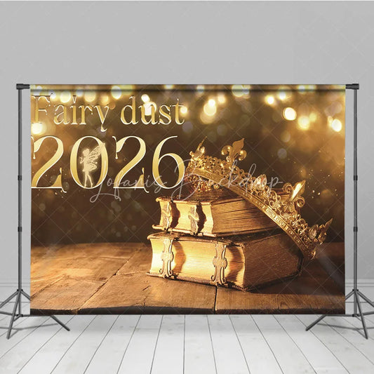 Lofaris Magical New Year 2026 Backdrop with Fairy Dust and Princess Crown Enchanted Fairytale Themed NYE Party Decor