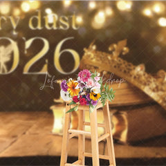 Lofaris Magical New Year 2026 Backdrop with Fairy Dust and Princess Crown Enchanted Fairytale Themed NYE Party Decor