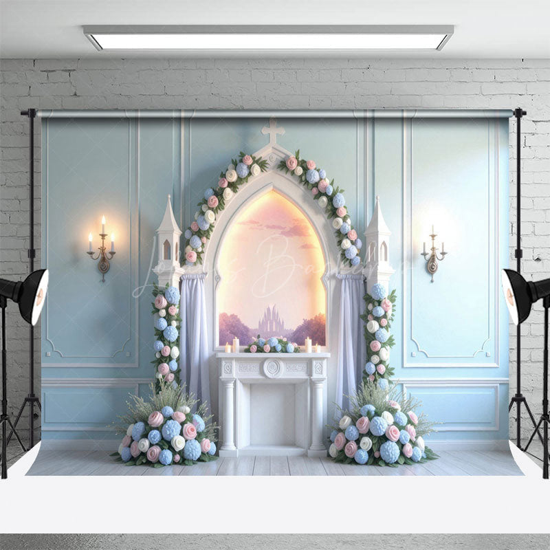 Lofaris Magical Paradise Castle Floral Wedding Backdrop