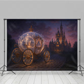 Lofaris Magical Princess Carriage Photography Backdrop Fairytale Castle at Night Cinderella Inspired Birthday Cake Smash