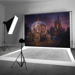 Lofaris Magical Princess Carriage Photography Backdrop Fairytale Castle at Night Cinderella Inspired Birthday Cake Smash