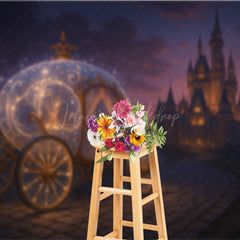 Lofaris Magical Princess Carriage Photography Backdrop Fairytale Castle at Night Cinderella Inspired Birthday Cake Smash
