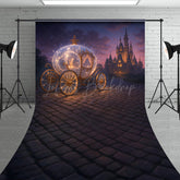 Lofaris Magical Princess Carriage Sweep Backdrop Fairytale Castle at Night Cinderella Inspired Birthday Cake Smash