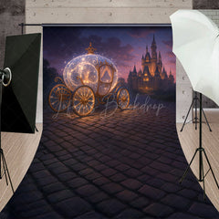 Lofaris Magical Princess Carriage Sweep Backdrop Fairytale Castle at Night Cinderella Inspired Birthday Cake Smash