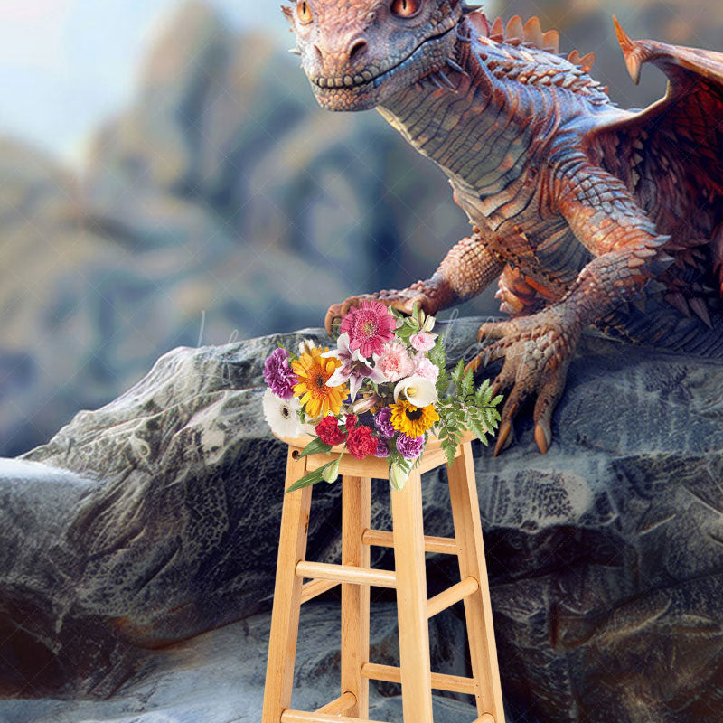 Lofaris Magical Rocky Cliff Dragon Natural Scene Backdrop