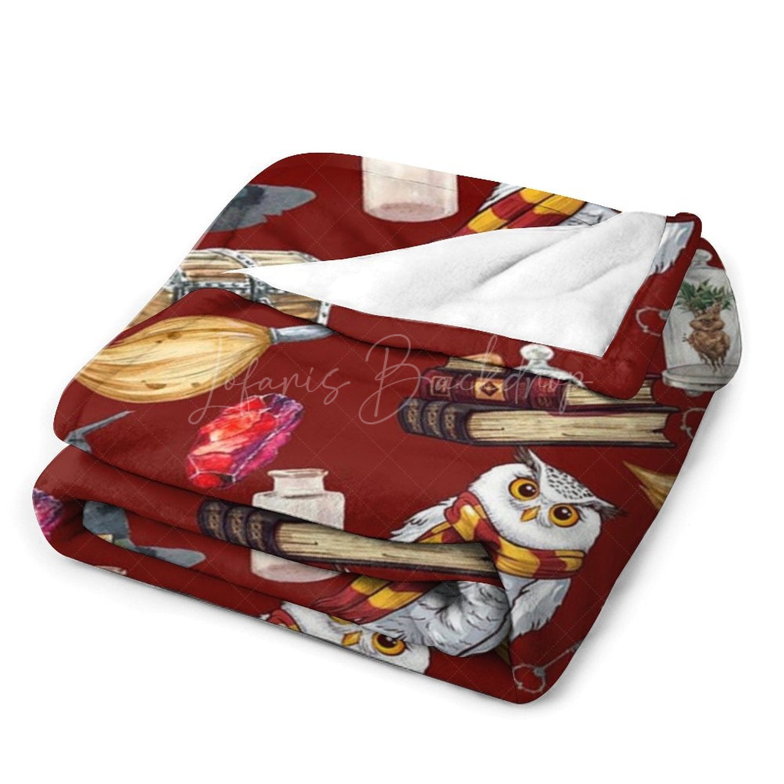 Lofaris Magical School Preppy Fantasy Dark Red Custom Blanket