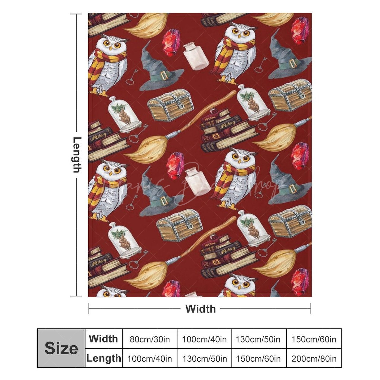 Lofaris Magical School Preppy Fantasy Dark Red Custom Blanket