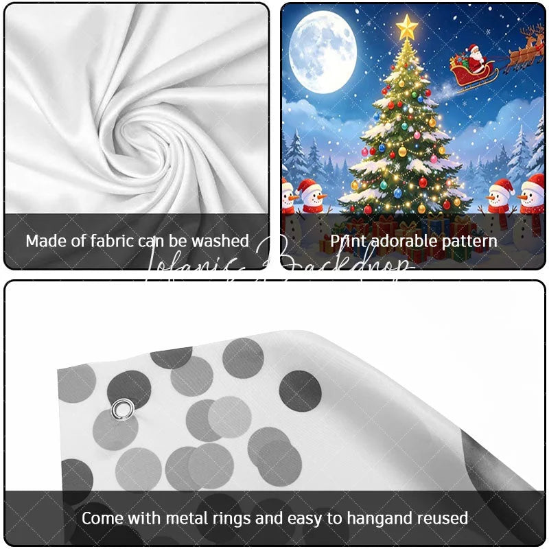 Lofaris Magical Snowy Christmas Tree and Snowmen Garage Door Banner Santa Sleigh Reindeer Holiday Decor.