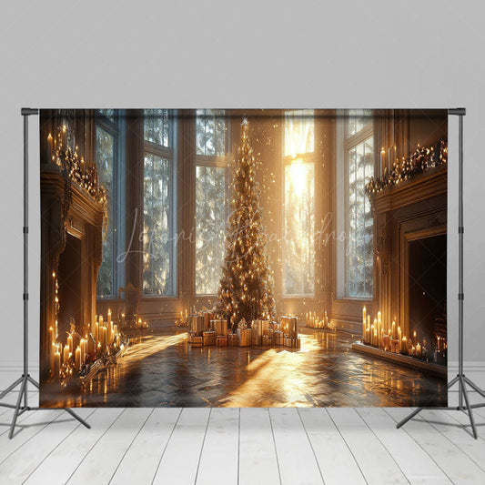 Lofaris Magnificent Palace Christmas Tree Photo Backdrop