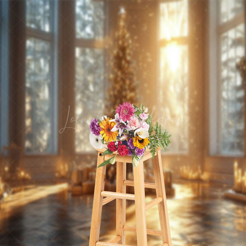Lofaris Magnificent Palace Christmas Tree Photo Backdrop
