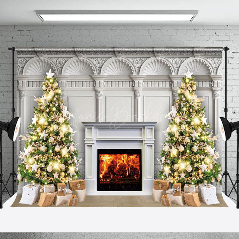 Lofaris Magnificent Wall Tree Fireplace Christmas Backdrop