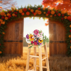 Lofaris Maple Grove Floral Greenery Door Autumn Photo Backdrop