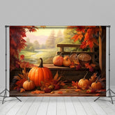 Lofaris Maple Leaf Autumn Pumpkins Harvest View Backdrop