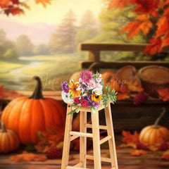 Lofaris Maple Leaf Autumn Pumpkins Harvest View Backdrop
