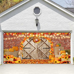 Lofaris Maple Leaves Brick Wall Door Fall Garage Banner