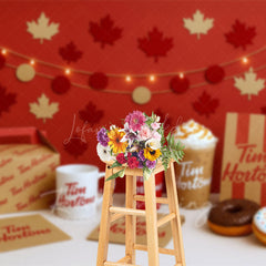 Lofaris Maple Leaves Tims Photography Cake Smash Backdrop