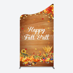 Lofaris Maple Leaves Wooden Happy Fall Yall Arch Backdrop