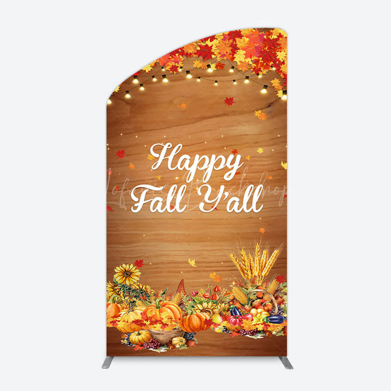 Lofaris Maple Leaves Wooden Happy Fall Yall Arch Backdrop