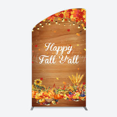 Lofaris Maple Leaves Wooden Happy Fall Yall Arch Backdrop