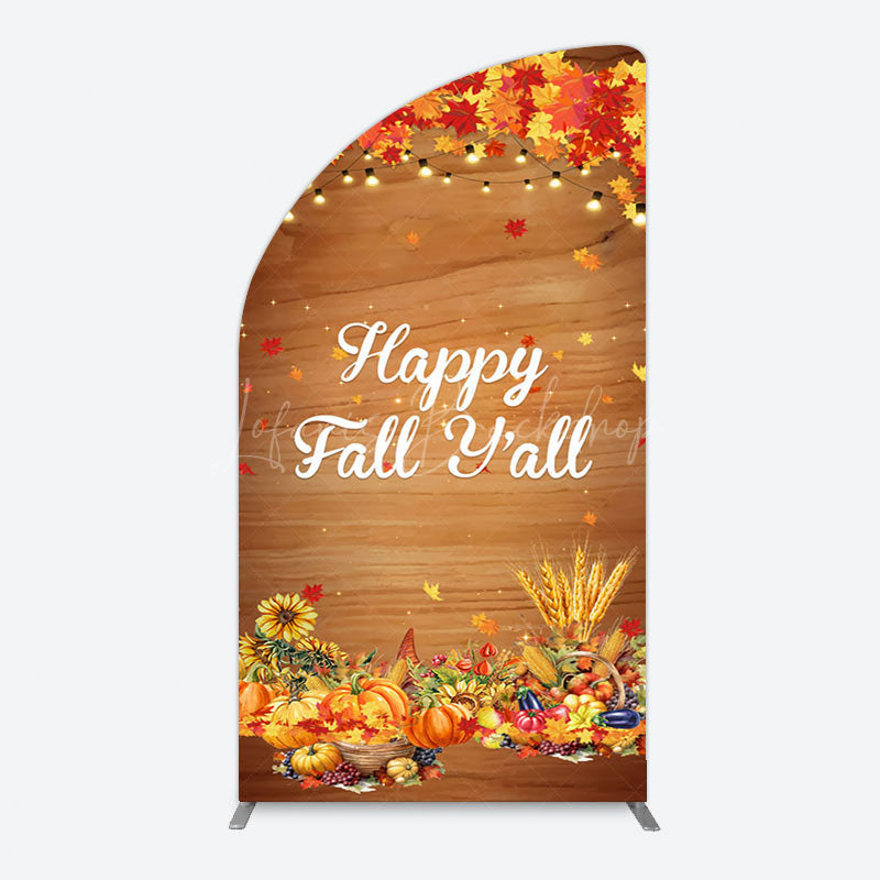 Lofaris Maple Leaves Wooden Happy Fall Yall Arch Backdrop