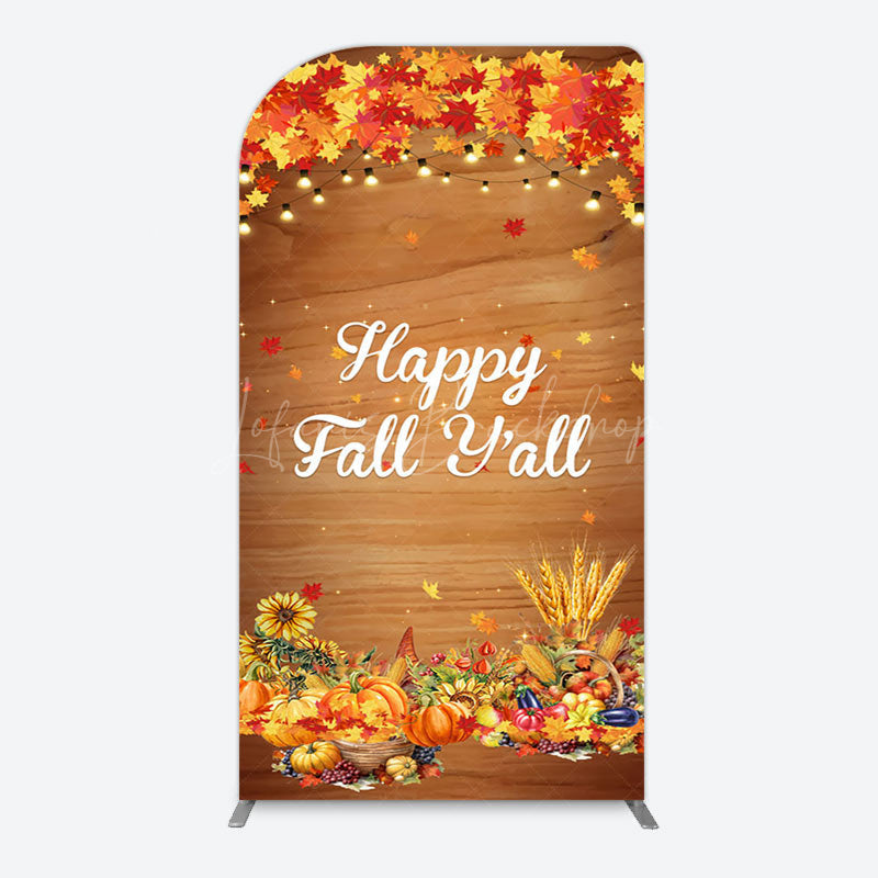 Lofaris Maple Leaves Wooden Happy Fall Yall Arch Backdrop