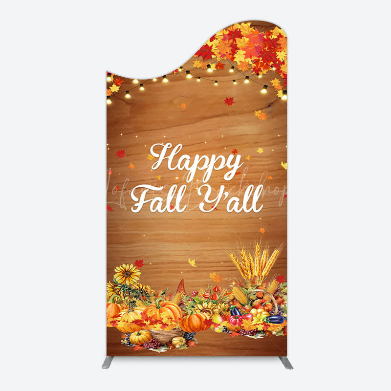 Lofaris Maple Leaves Wooden Happy Fall Yall Arch Backdrop