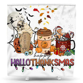 Lofaris Maple Snowman Pumpkins Hallothanksmas Shower Curtain