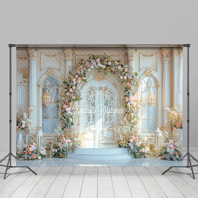 Lofaris Marble Floor Floral Door Wedding Room Set Backdrop