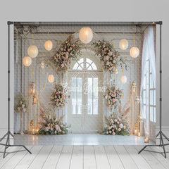 Lofaris Marble Floor Floral Door Wedding Room Set Backdrop
