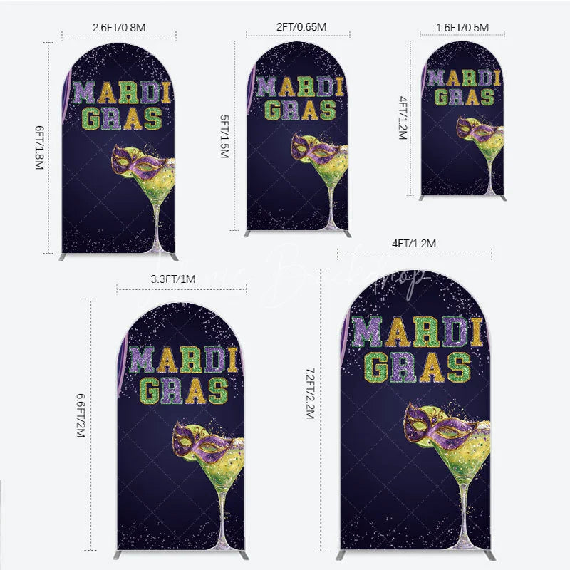 Lofaris Mardi Gras Arch Backdrop Purple Masquerade Mask Cocktail Background Carnival Party Cover Photography Prop