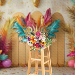 Lofaris Mardi Gras Gold Plam Feather Photography Backdrop