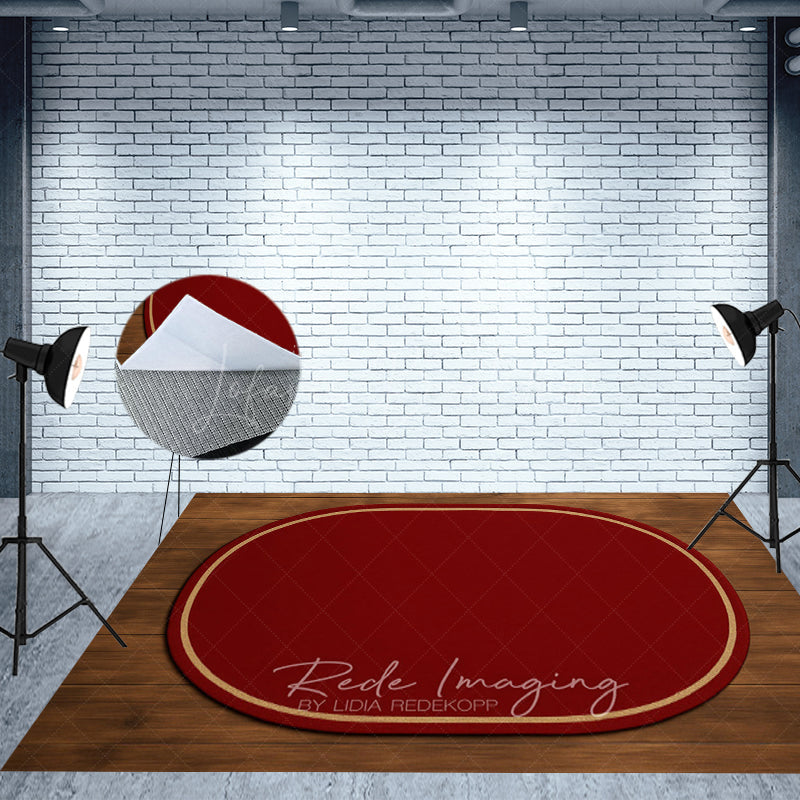 Lofaris Marroon Oval Carpet Fabric Floor Backdrop For Photo