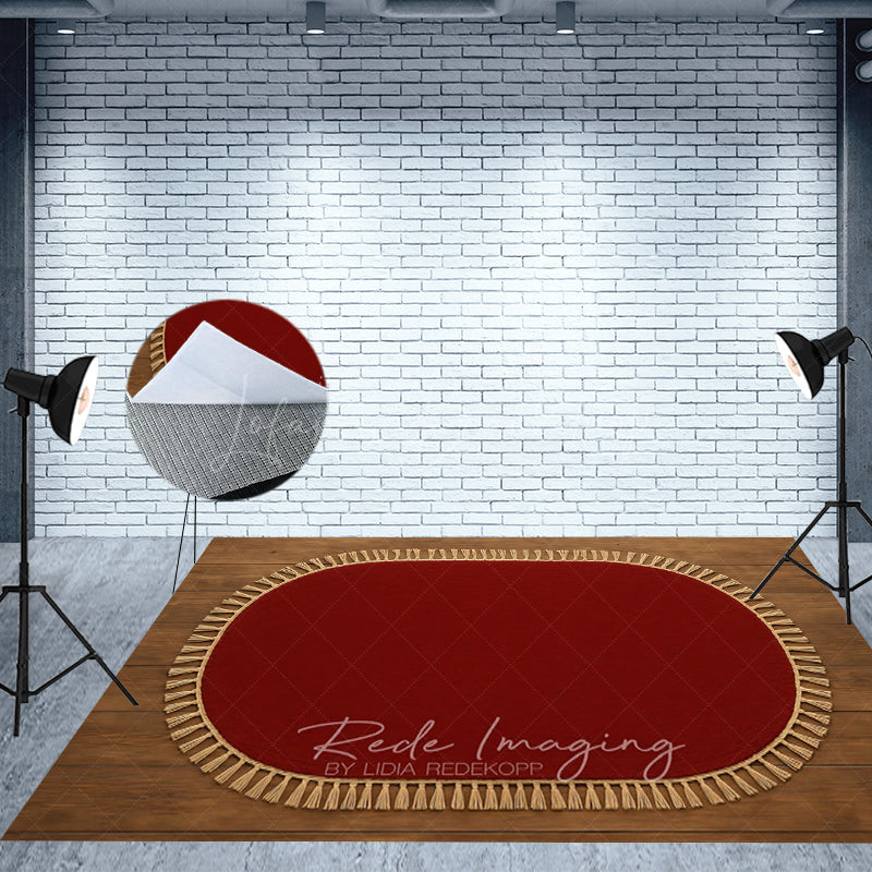 Lofaris Marroon Oval Rug Fabric Floor Backdrop For Photo